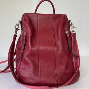 New S-ZONE Leather Backpack Purse Wine Red Antitheft